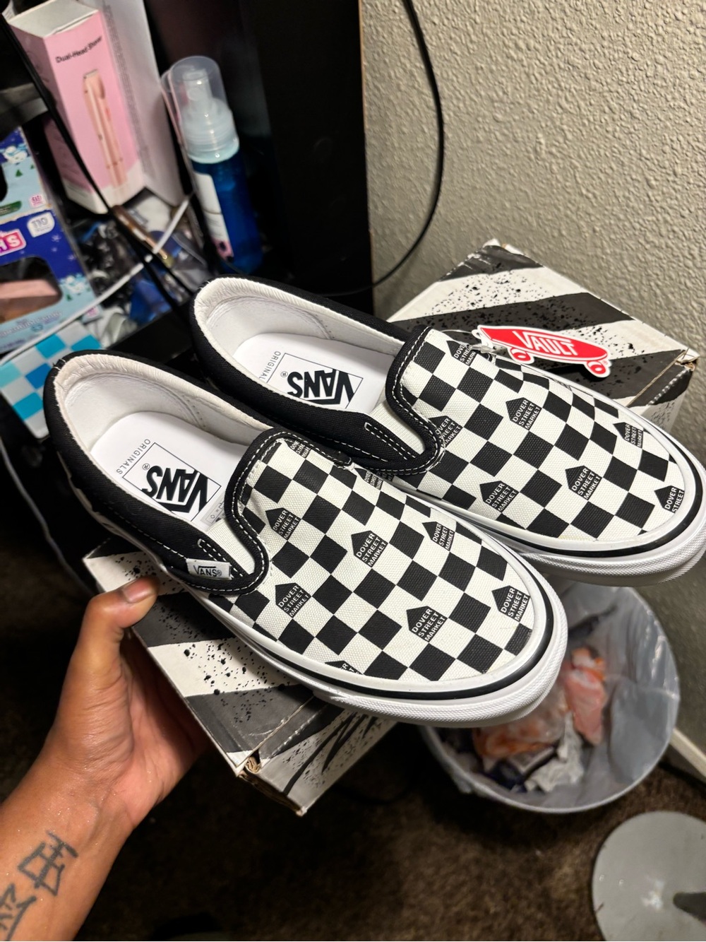 Vans Checkerboard Slip-On Sneakers - Black/White